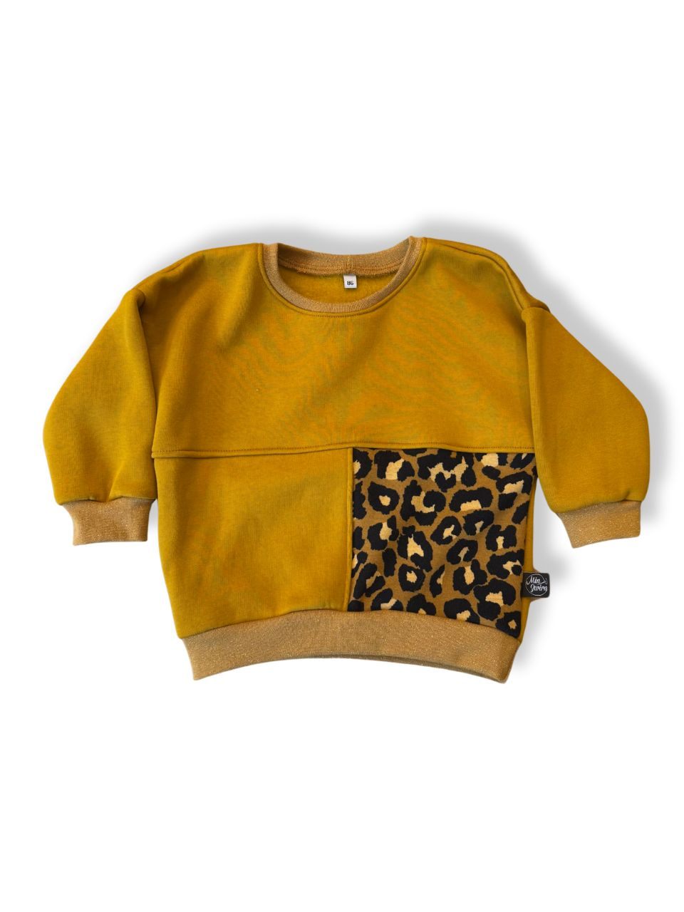 Sweatshirt Baby Senfgelb und Leopardenmuster Gr.86 | Min Zwirn