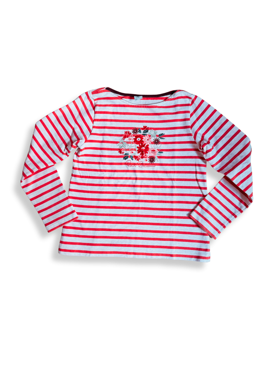 Langarmshirt Mädchen Rot und Weiß Gr.10 | Petit Bateau