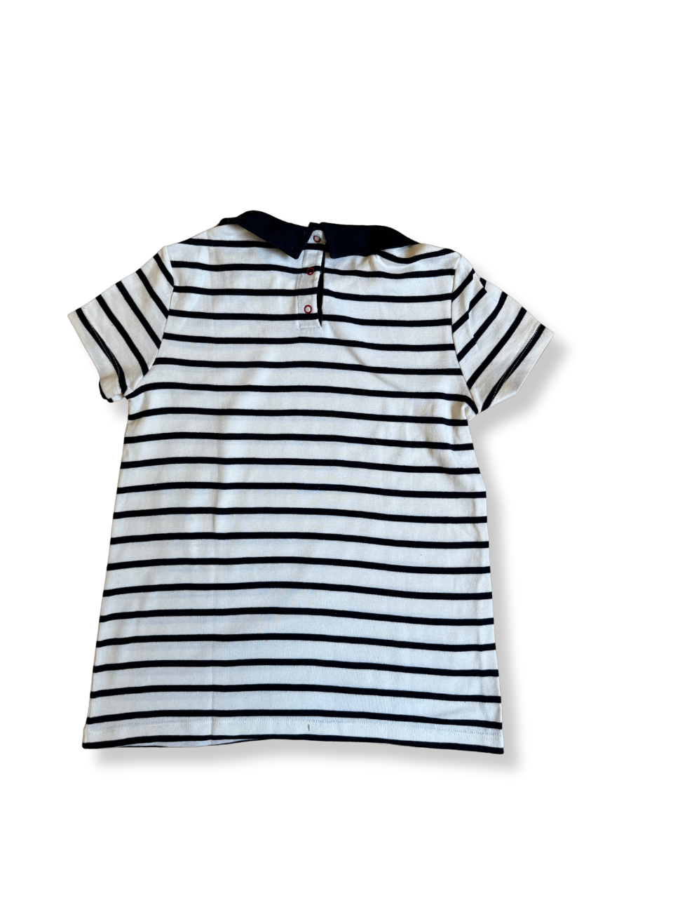 T-Shirt blau-weiß geringelt mit Bubikragen Gr.10 | Petit Bateau