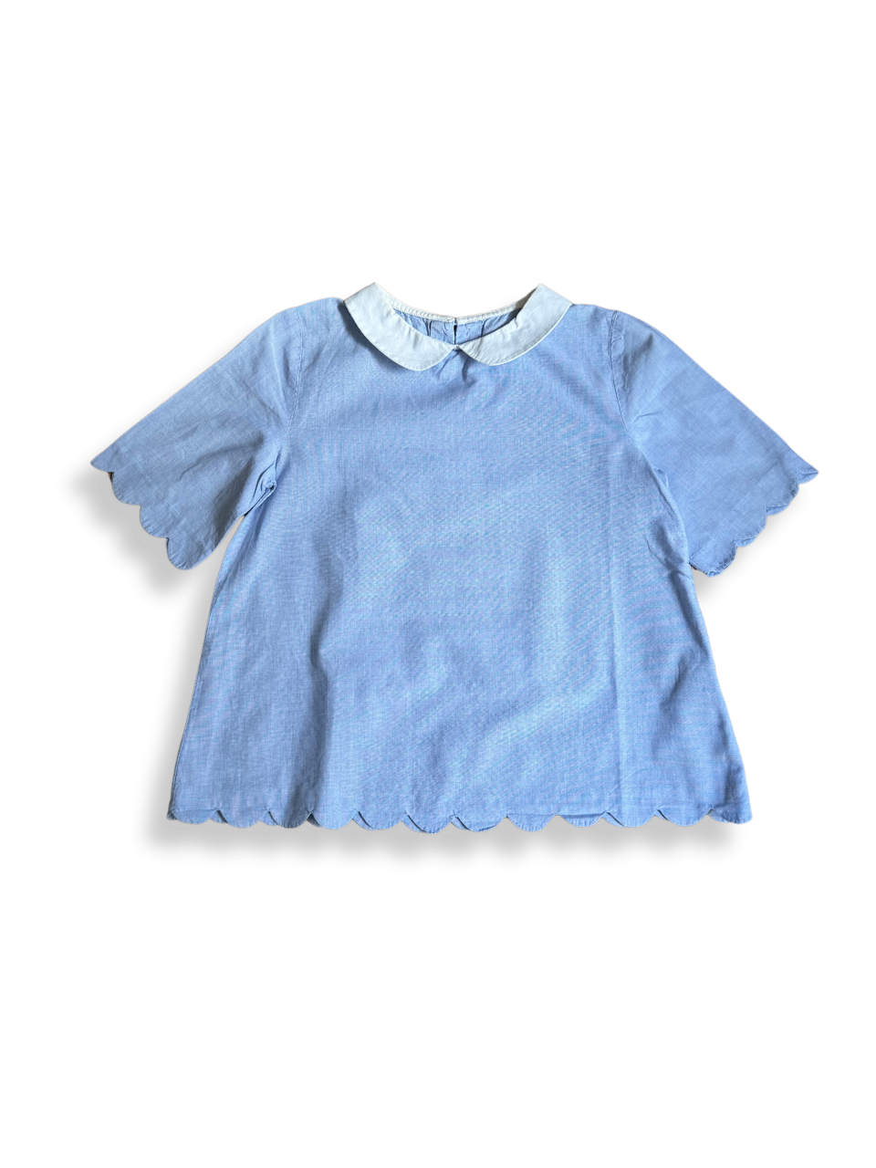 Bluse Kurzarm mit Bubikragen hellblau Gr.10 | Jacdi