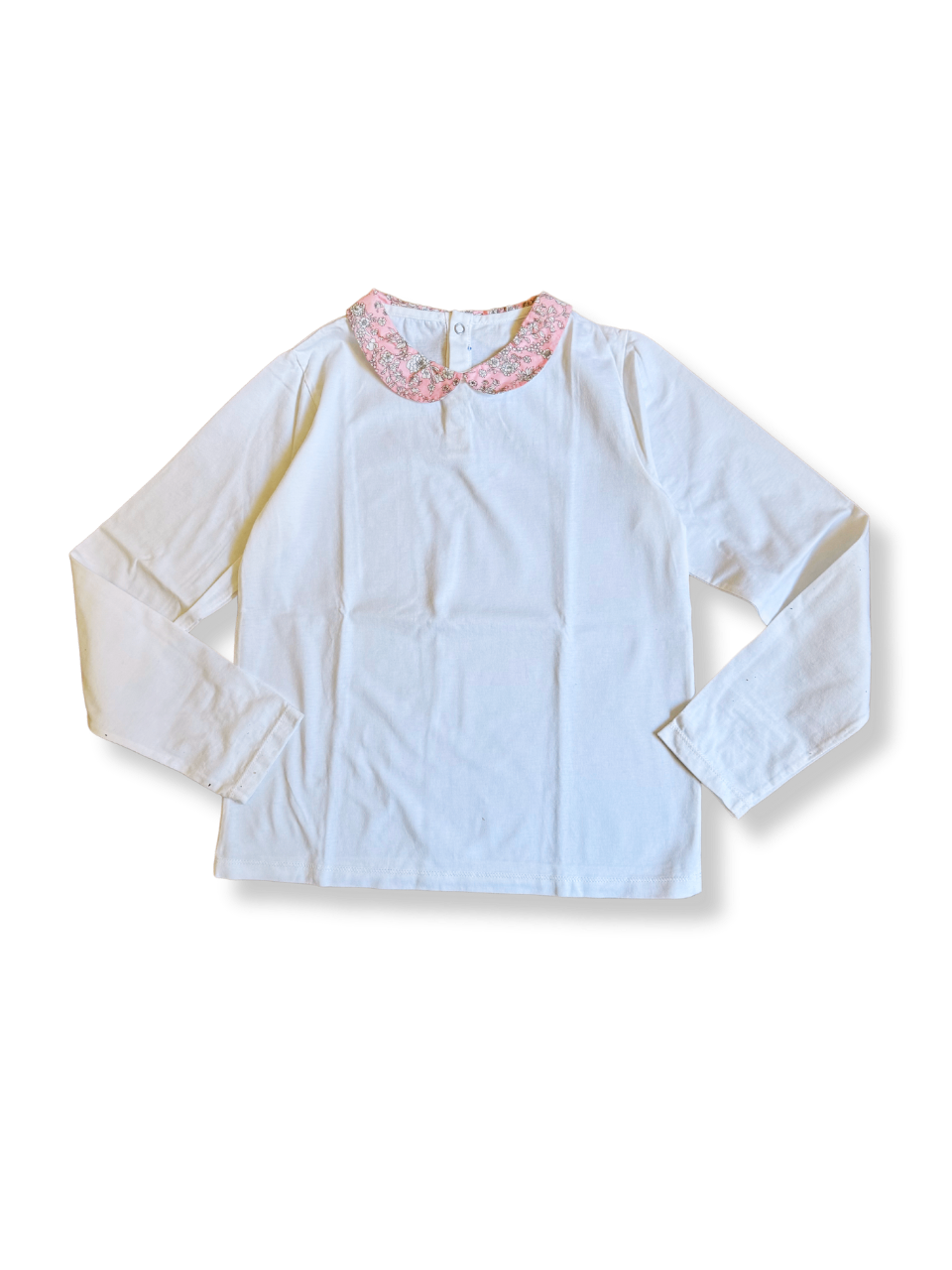 Langarmshirt Weiß mit rosa Bubikragen Gr.10 | Jacadi