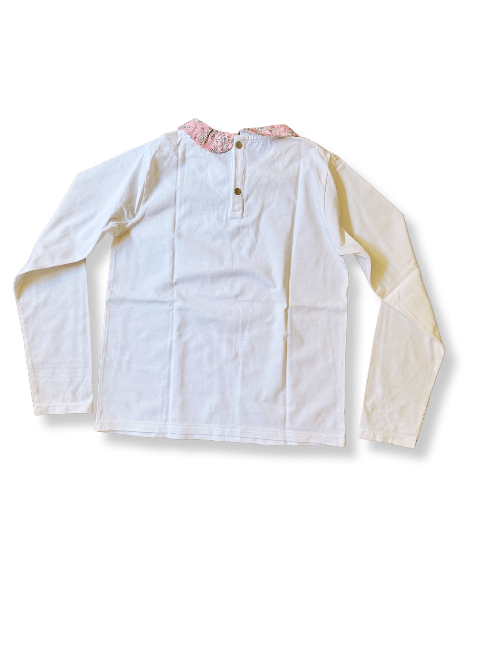 Langarmshirt Weiß mit rosa Bubikragen Gr.10 | Jacadi