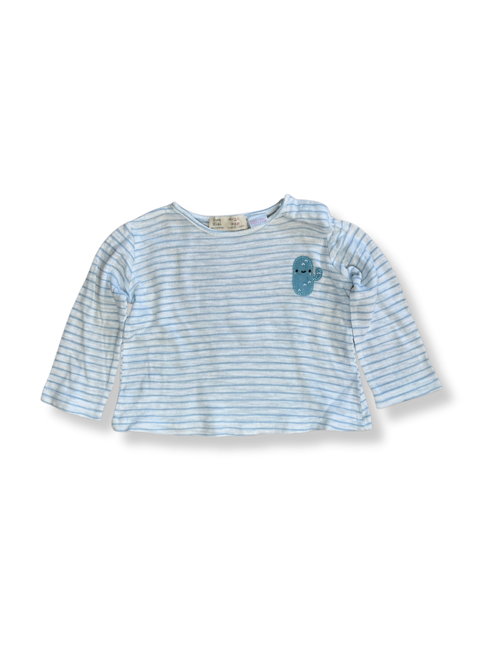 Langarmshirt Baby Hellblau mit Streifen Gr.68 | Zara