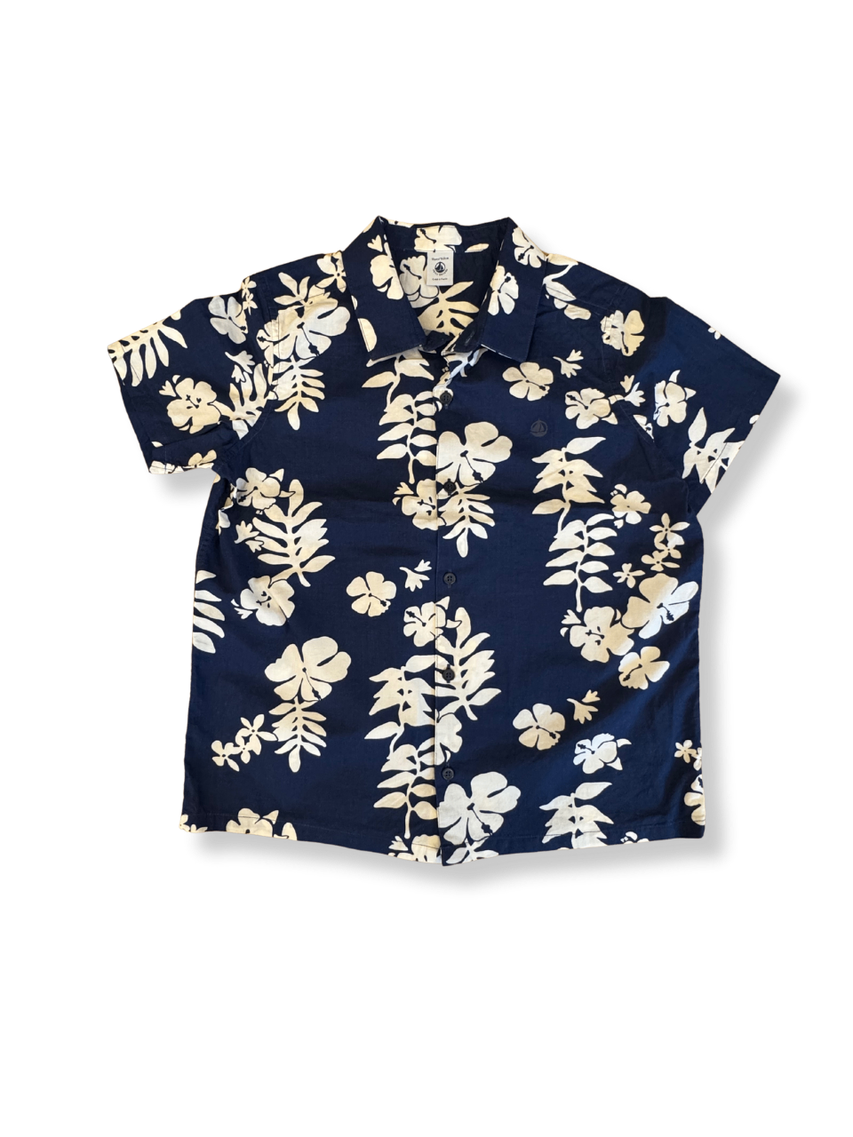 Hawaii Hemd kurzarm Jungs Dunkelblau Gr.140 | Petit Bateau