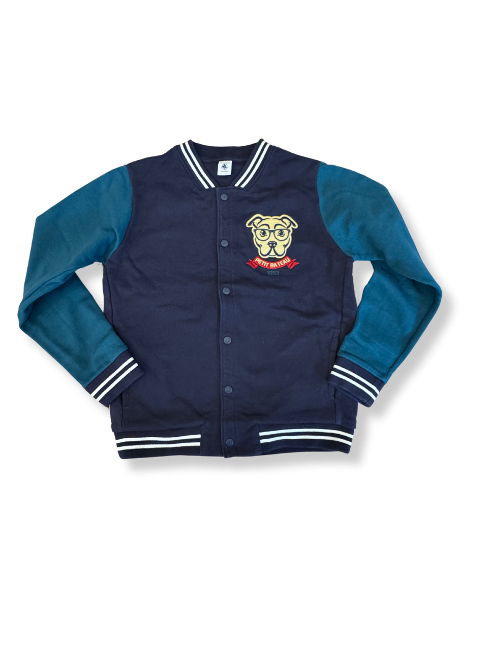 Sweat College Jacke Blau und Petrol Gr.140 | Petit Bateau