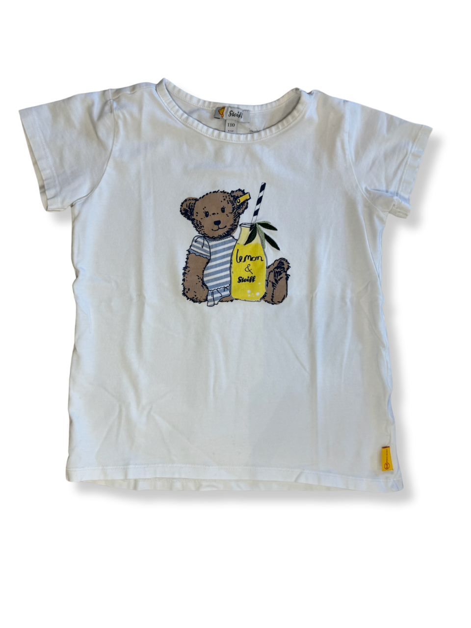 T-Shirt Weiß mit Teddymotiv Gr.110 | Steiff