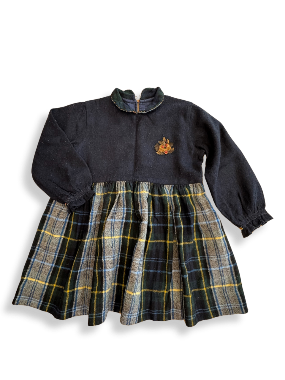 Kleid Blau Kariert 100% Merino Gr.4-5 | Péro