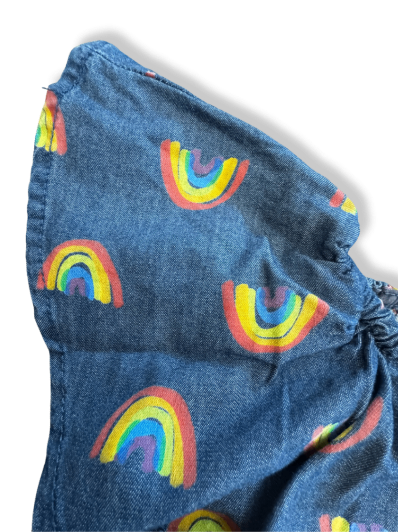 Kleid jeansblau mit Regenbogen-Print Gr.12 | Stella McCartney