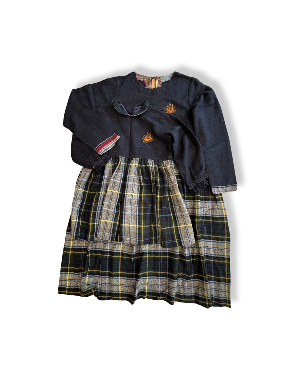 Kleid Blau Kariert 100% Merino Gr.4-5 | Péro