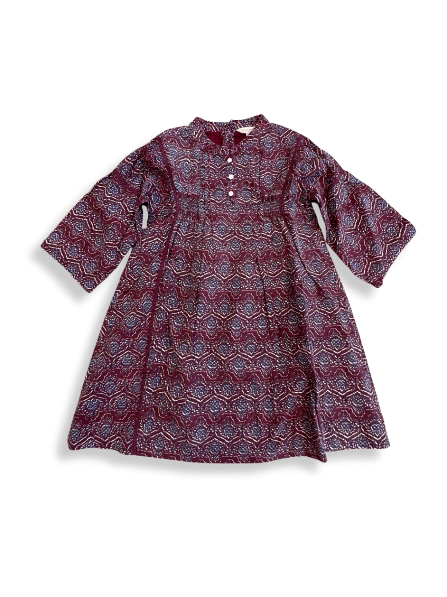 Kleid Bordeaux mit Muster Gr.7-8 | Gocco