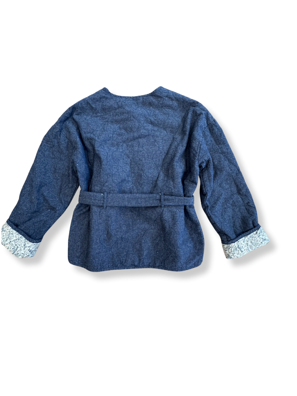 Steppjacke wattiert Mädchen denim, Blumenmuster (innen) Gr.10 | Cyrillus