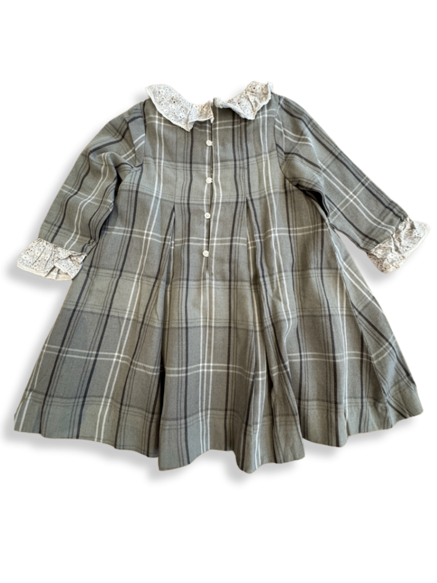 Kleid beige-grau kariert Gr.7-8 | Gocco