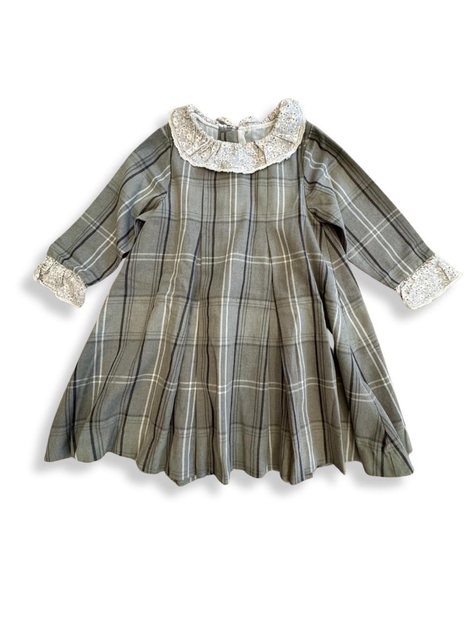 Kleid beige-grau kariert Gr.7-8 | Gocco