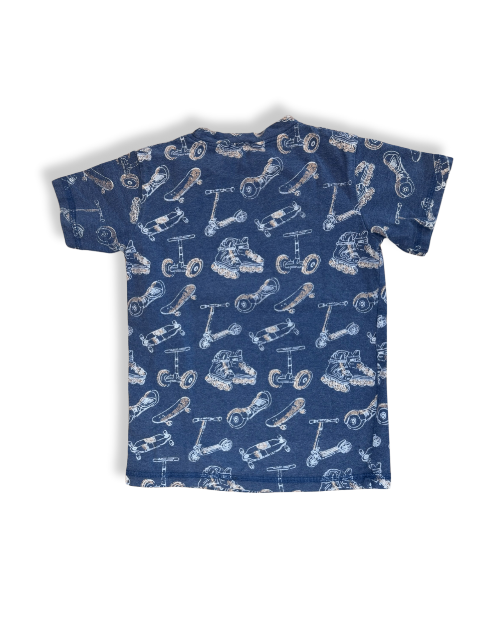 T-Shirt Blau mit weißen Mustern Gr.110 | Hust and Claire