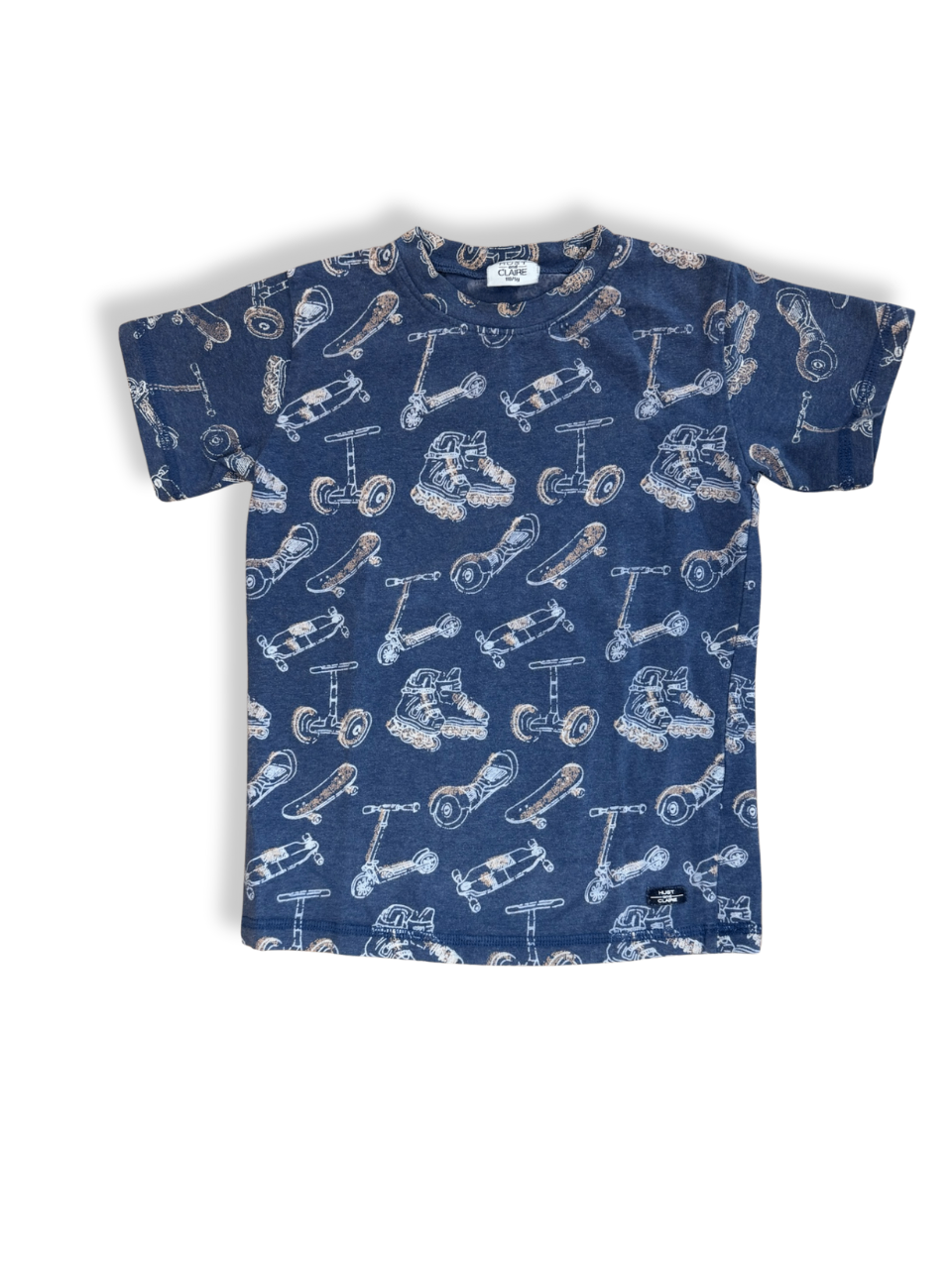 T-Shirt Blau mit weißen Mustern Gr.110 | Hust and Claire