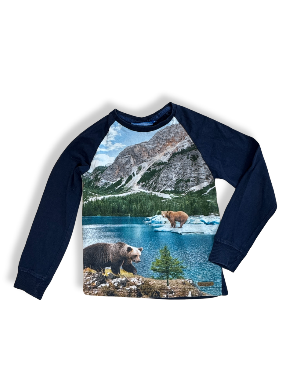 Longsleeve Blau mit Bärenmotiv Gr.110 | Someone