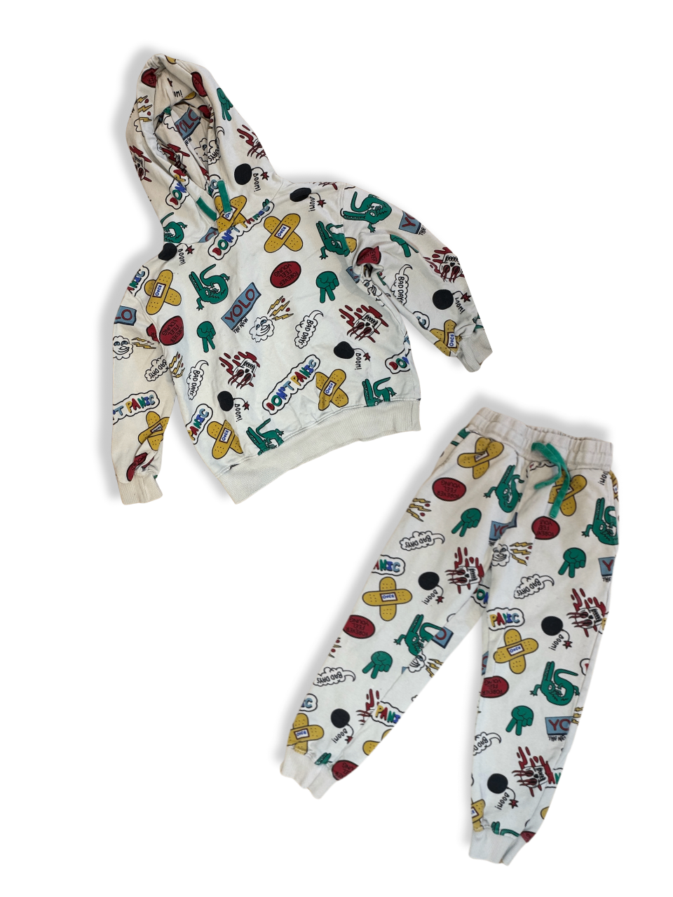 Jogginganzug Cremefarben mit bunten Prints Gr.104 | The New