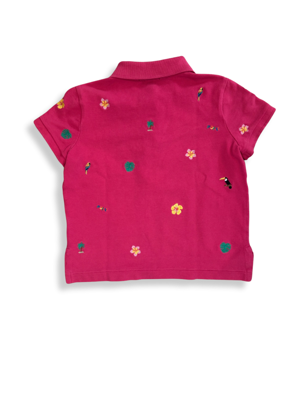 Poloshirt Rot mit gestickten Blüten Gr.7 | Polo Ralph Lauren