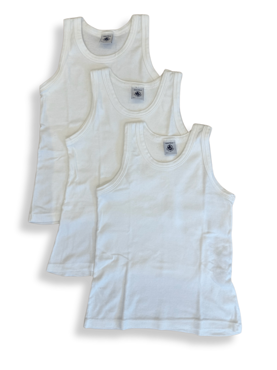 Set: 3x Unterhemd Jungen Weiß Gr.116 | Petit Bateau