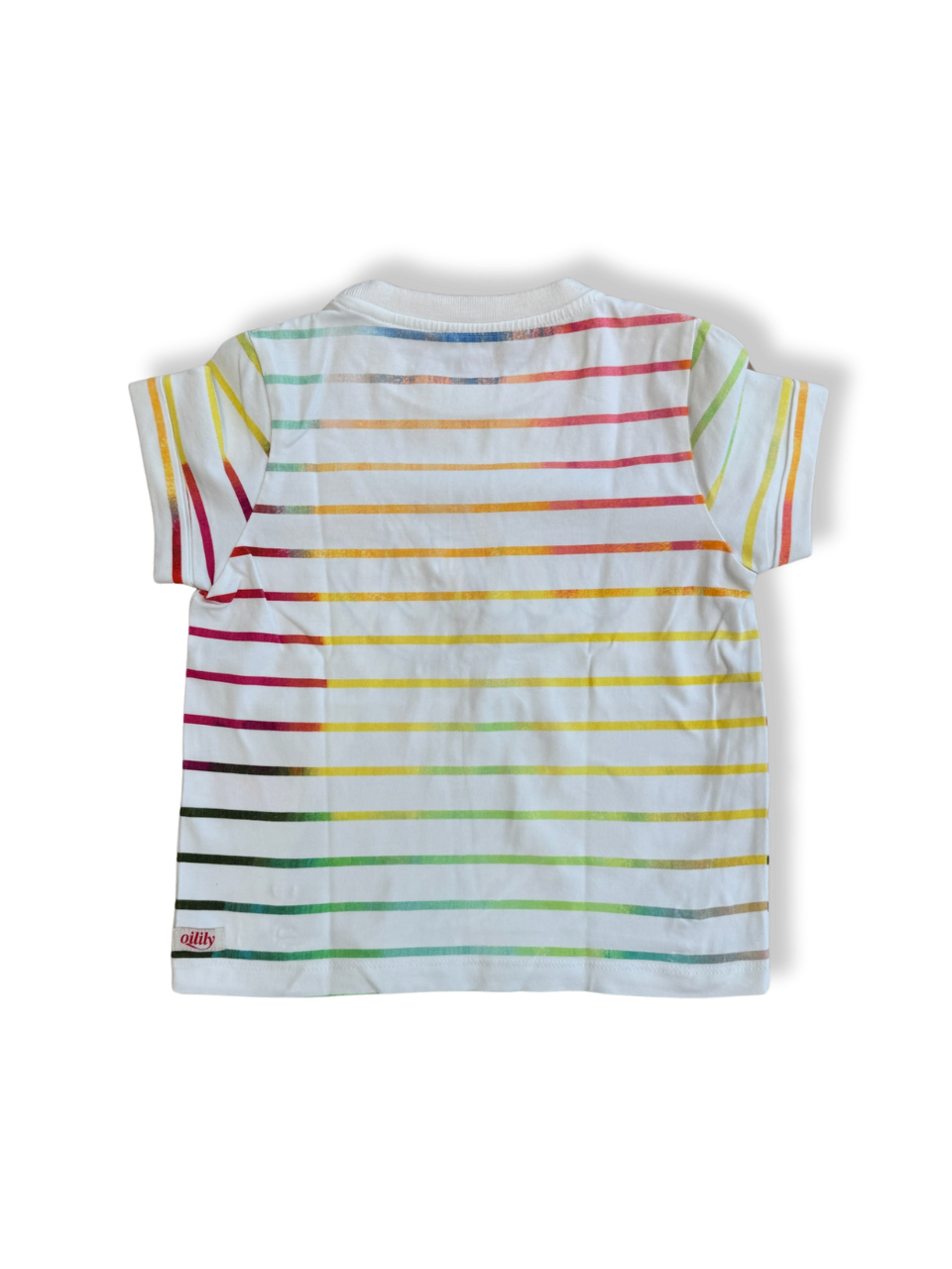 T-Shirt Weiß mit bunten Streifen Gr.104 | Qilily