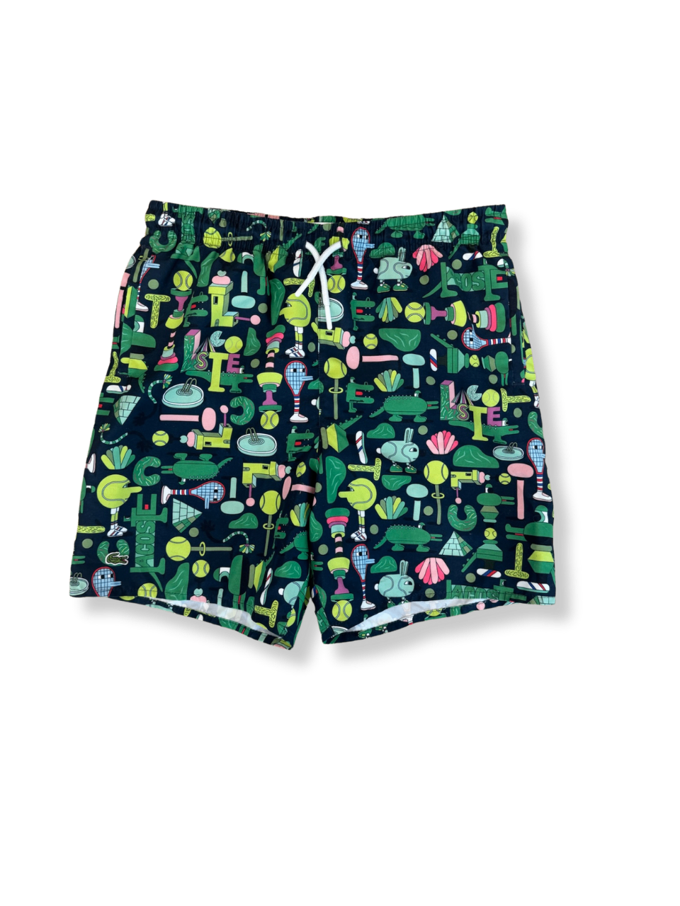 Badeshorts Dunkelblau mit grünem Muster Gr.152 | Lacoste