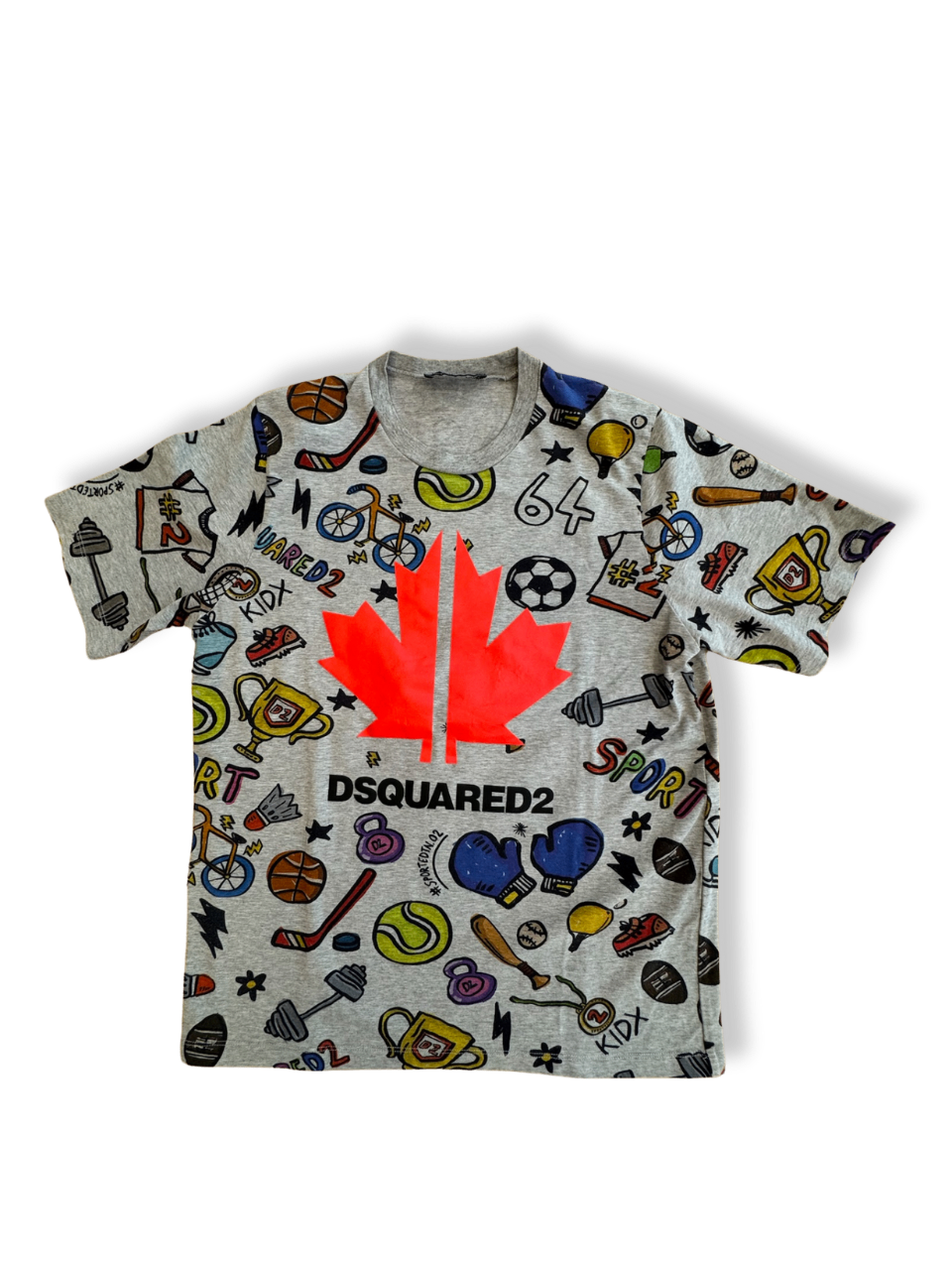 T-Shirt Jungen Grau mit bunten Prints Gr.10 | Dsquared2