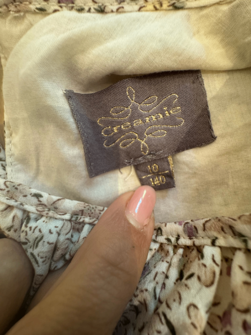 Kleid Beige mit Blumenmuster Gr.140 | Creamie