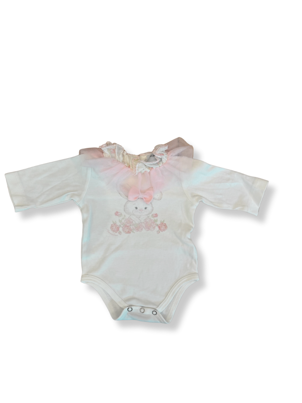 Body Weiß mit Tüllkragen Gr.1m | Monnalisa