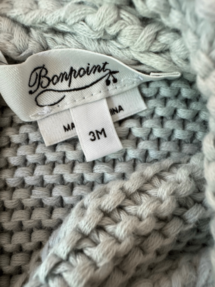 Strickjacke hellblau m. Kapuze Gr. 3m | Bonpoint