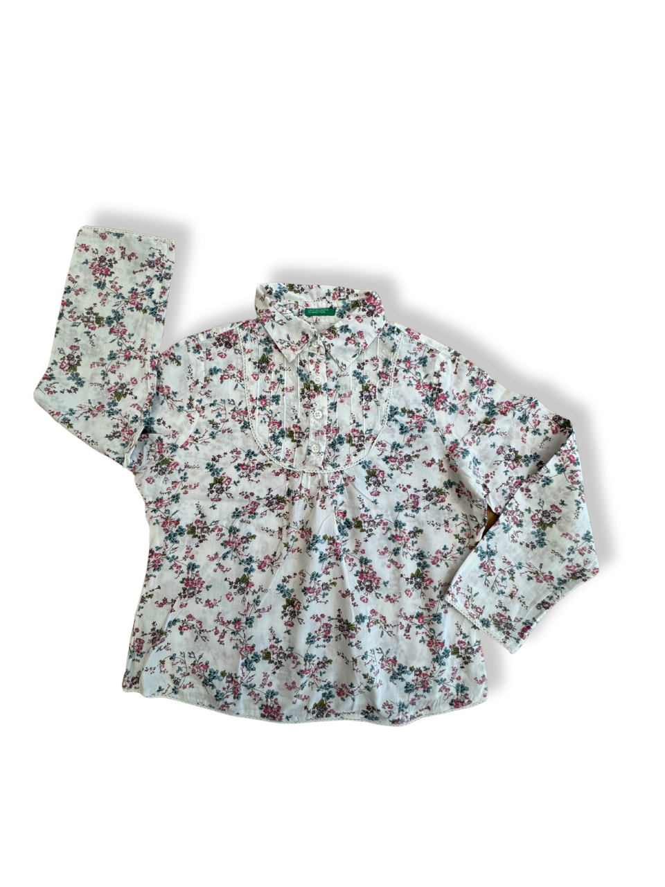 Bluse Weiß mit floralem Muster in Rosa, Blau und Grün Gr.116  | United Colours of Benetton