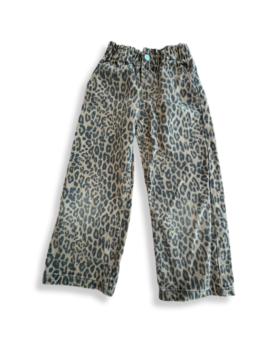 Jeans Beige mit Leo-Muster Gr.122 |