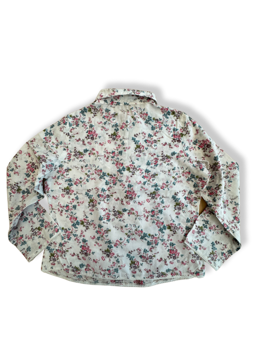 Bluse Weiß mit floralem Muster in Rosa, Blau und Grün Gr.116  | United Colours of Benetton