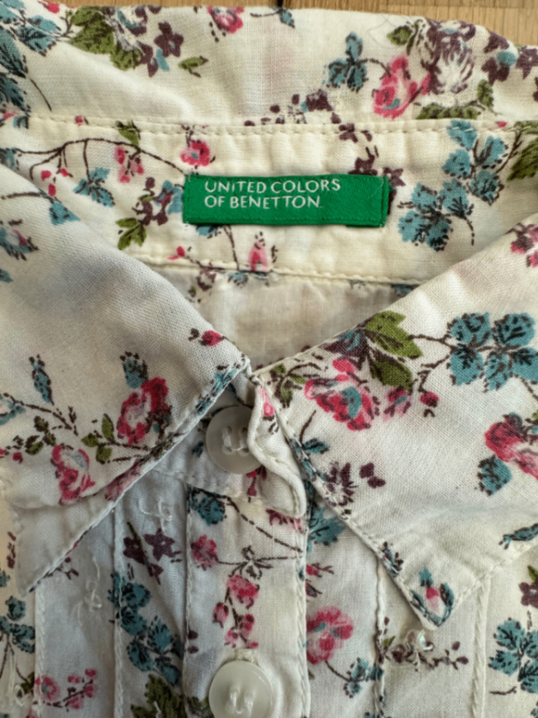 Bluse Weiß mit floralem Muster in Rosa, Blau und Grün Gr.116  | United Colours of Benetton