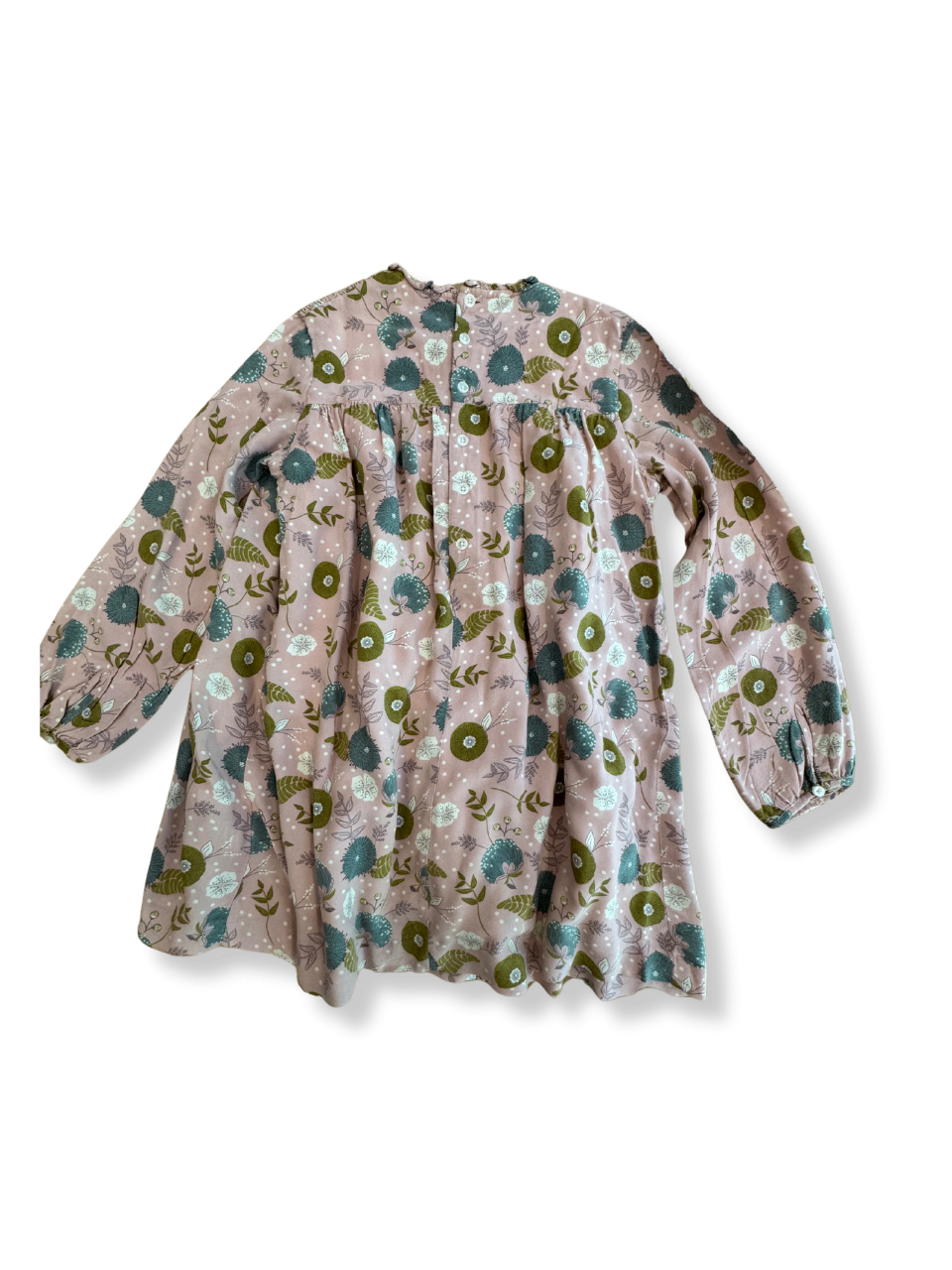 Kleid Mädchen Pastellrosa mit Blumenmuster Gr.5-6 | Cocco