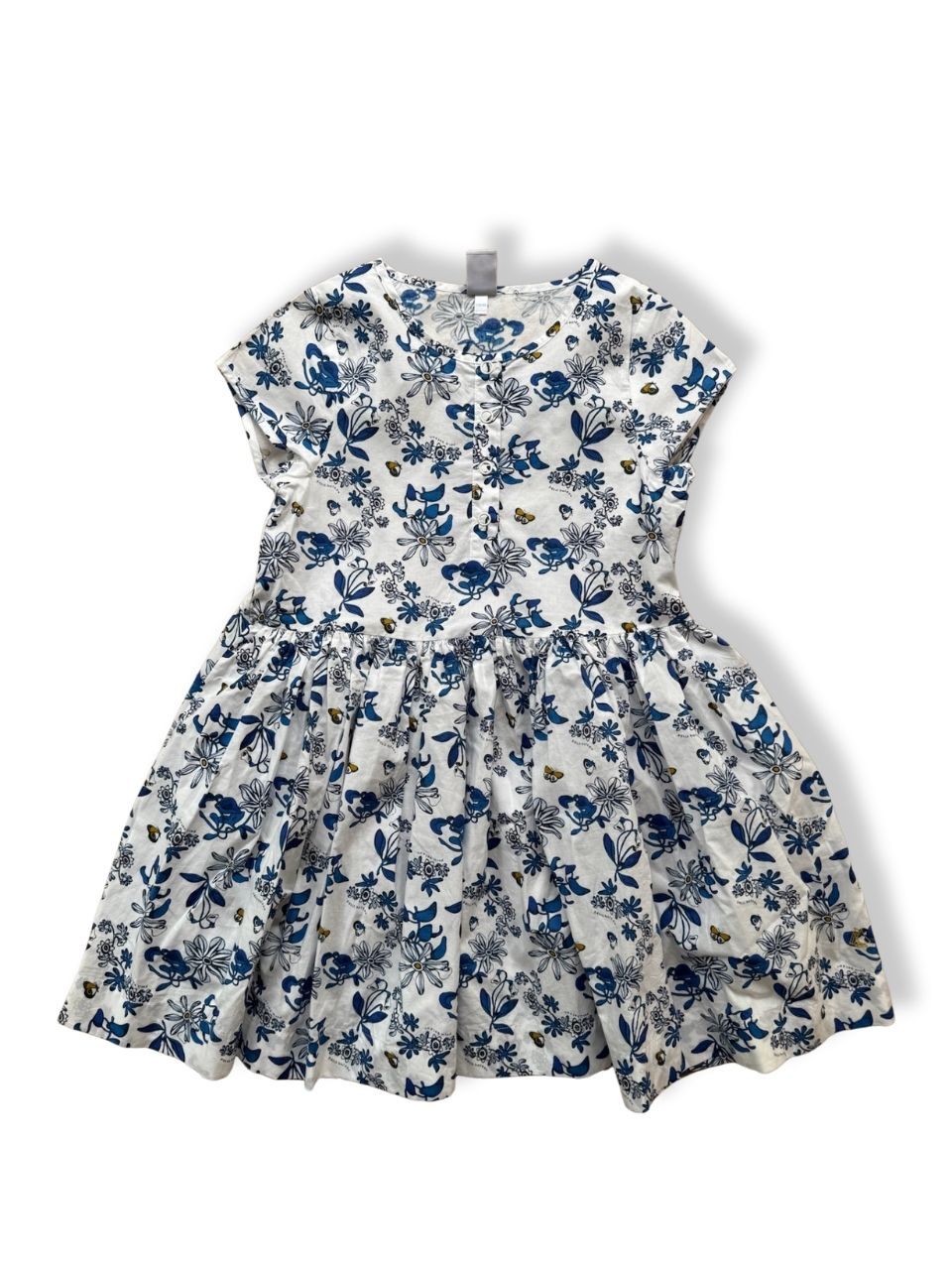Kleid Weiß mit blauem Blumenmuster Gr.6 | Petit Bateau