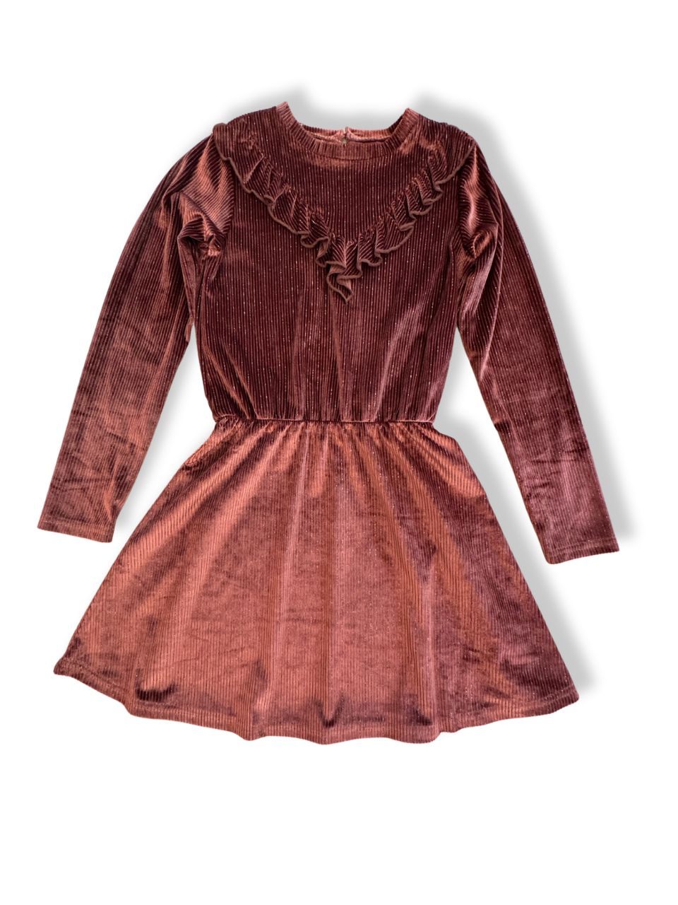 Samt-Kleid rostrot, mit Gildstreifen Gr.134 | Le Big