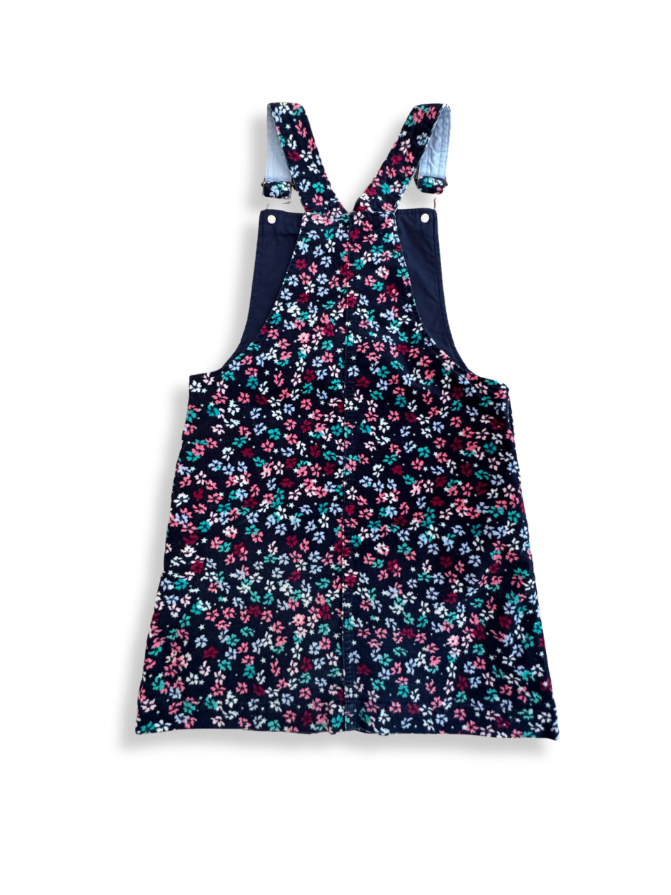 Latzrock Dunkelblau mit Blumenmuster in Pink, Türkis, Weiß Gr.122 | Joules