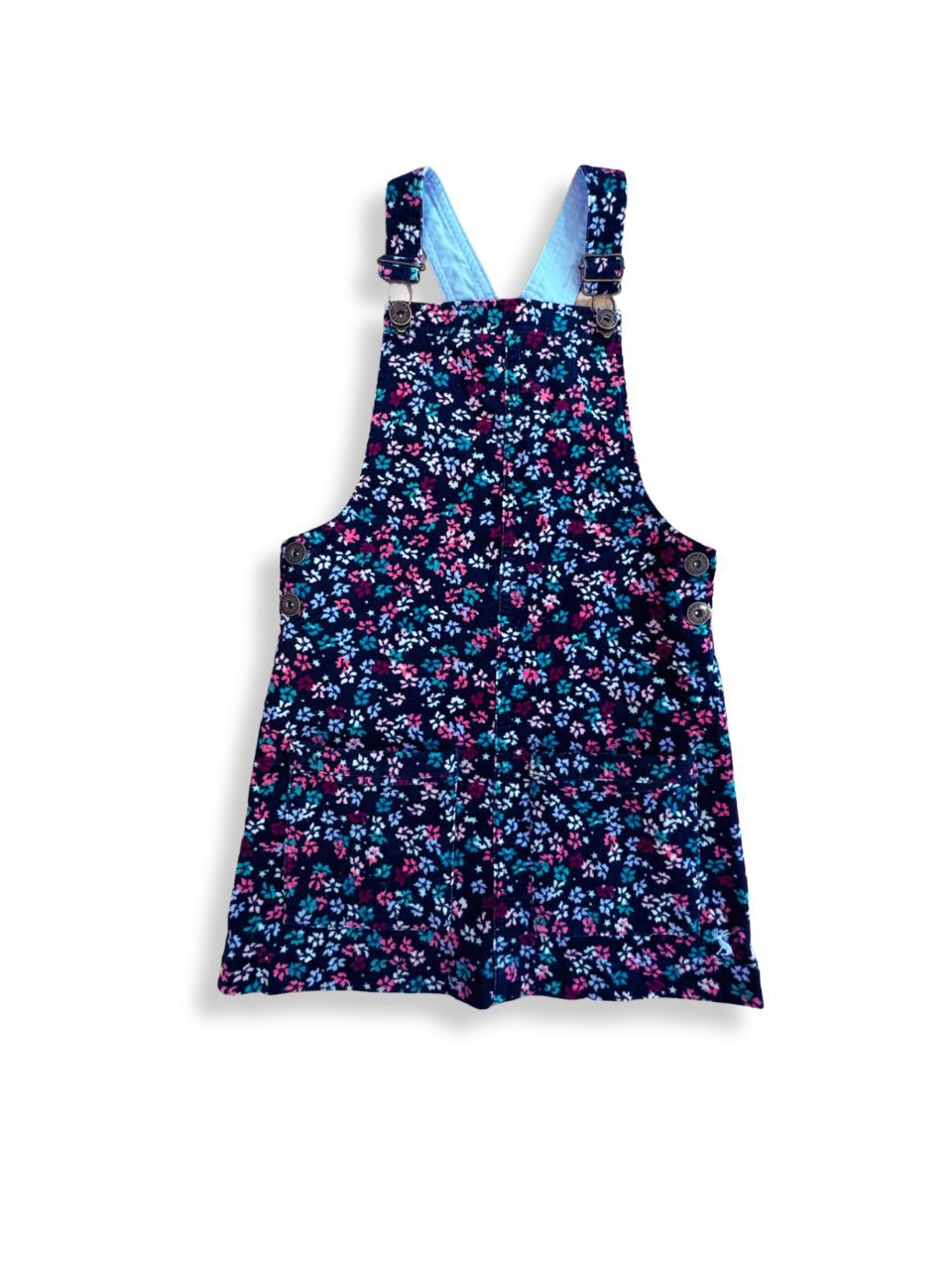 Latzrock Dunkelblau mit Blumenmuster in Pink, Türkis, Weiß Gr.122 | Joules