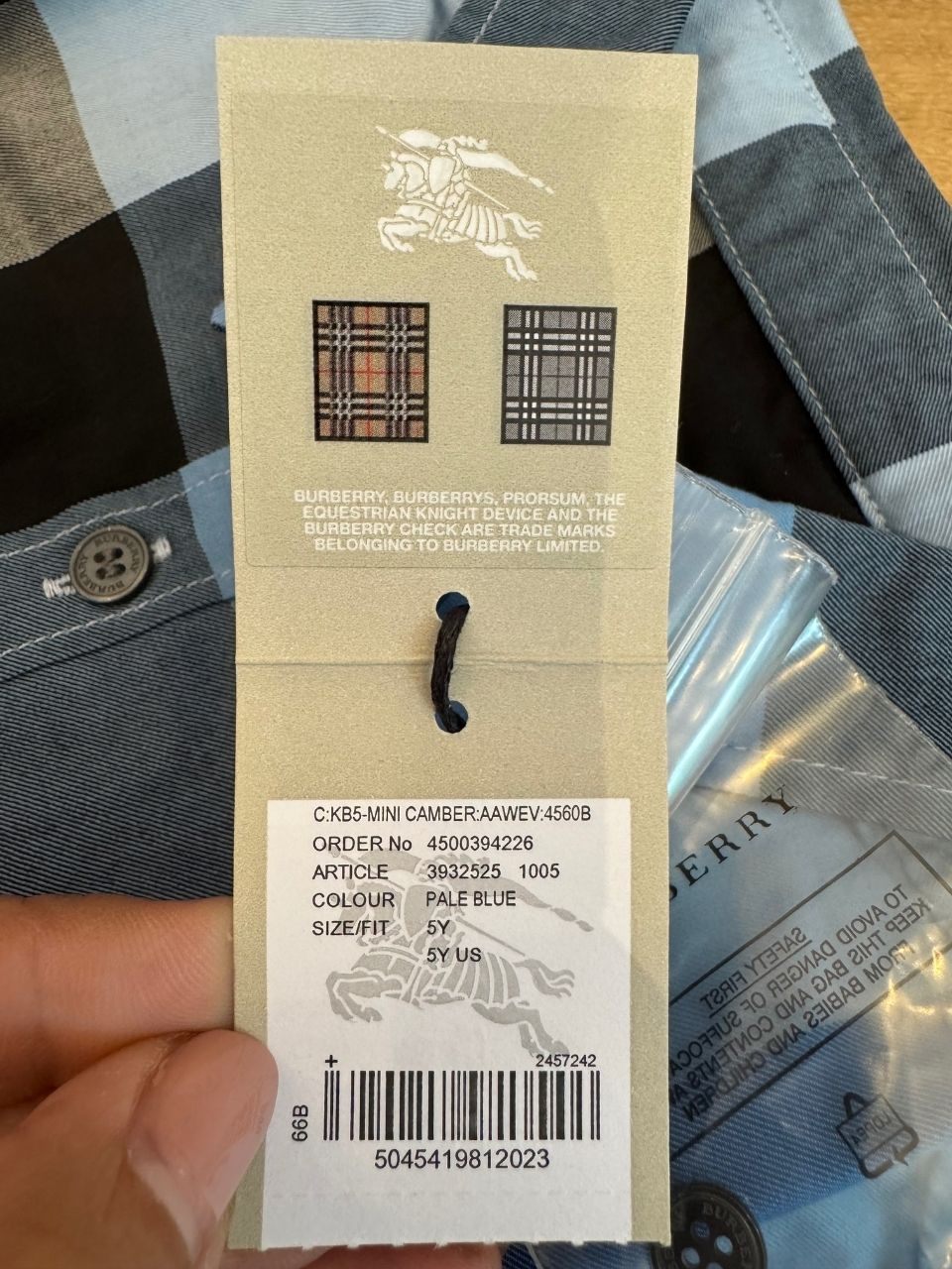 Hemd Jungen blau-schwarz kraiert Gr.110 | Burberry