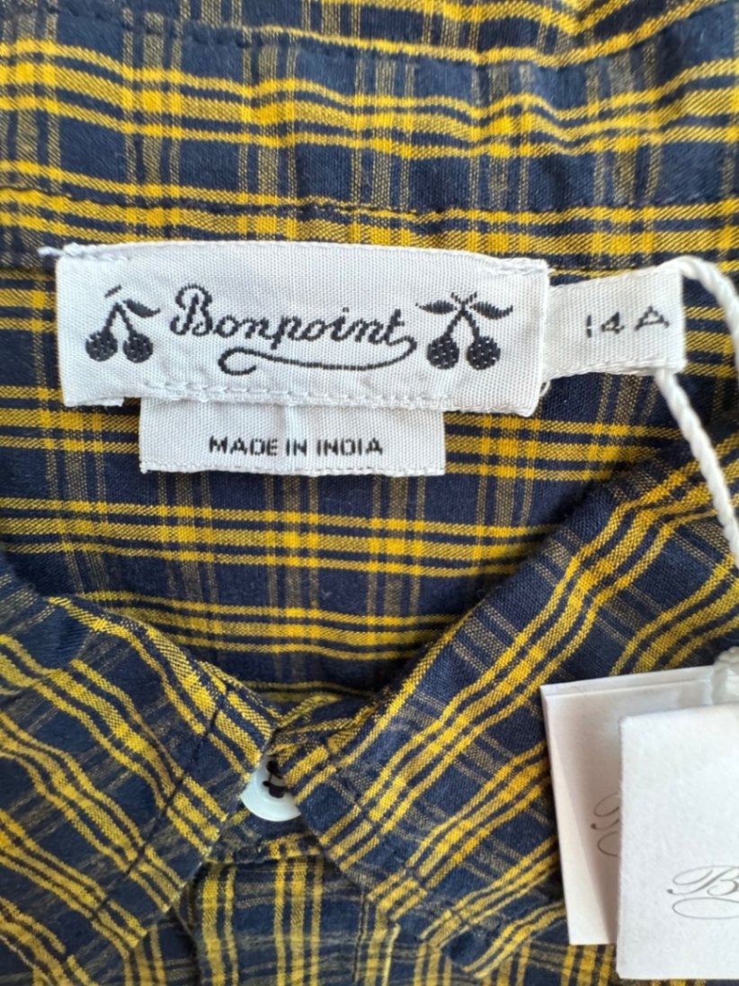 Hemd Jungen Blau-Gelb kariert Gr.14 | Bonpoints