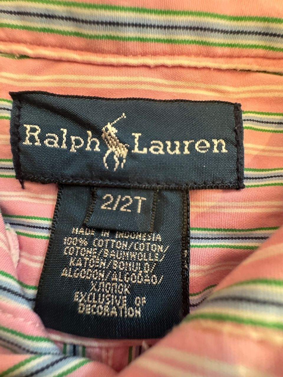 Hemd langarm Rosa-Blau gestreift Gr.2 | Polo Ralph Lauren