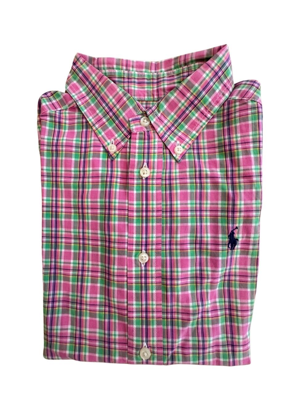 Hemd Jungen rosa-grün kariert Gr.110 | Ralph Lauren