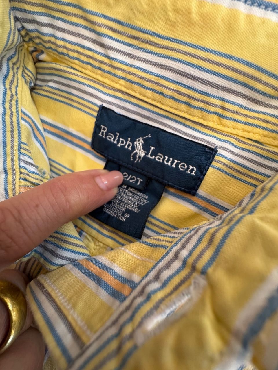 Hemd Gelb mit blauen Streifen Gr.80/86 | Polo Ralph Lauren
