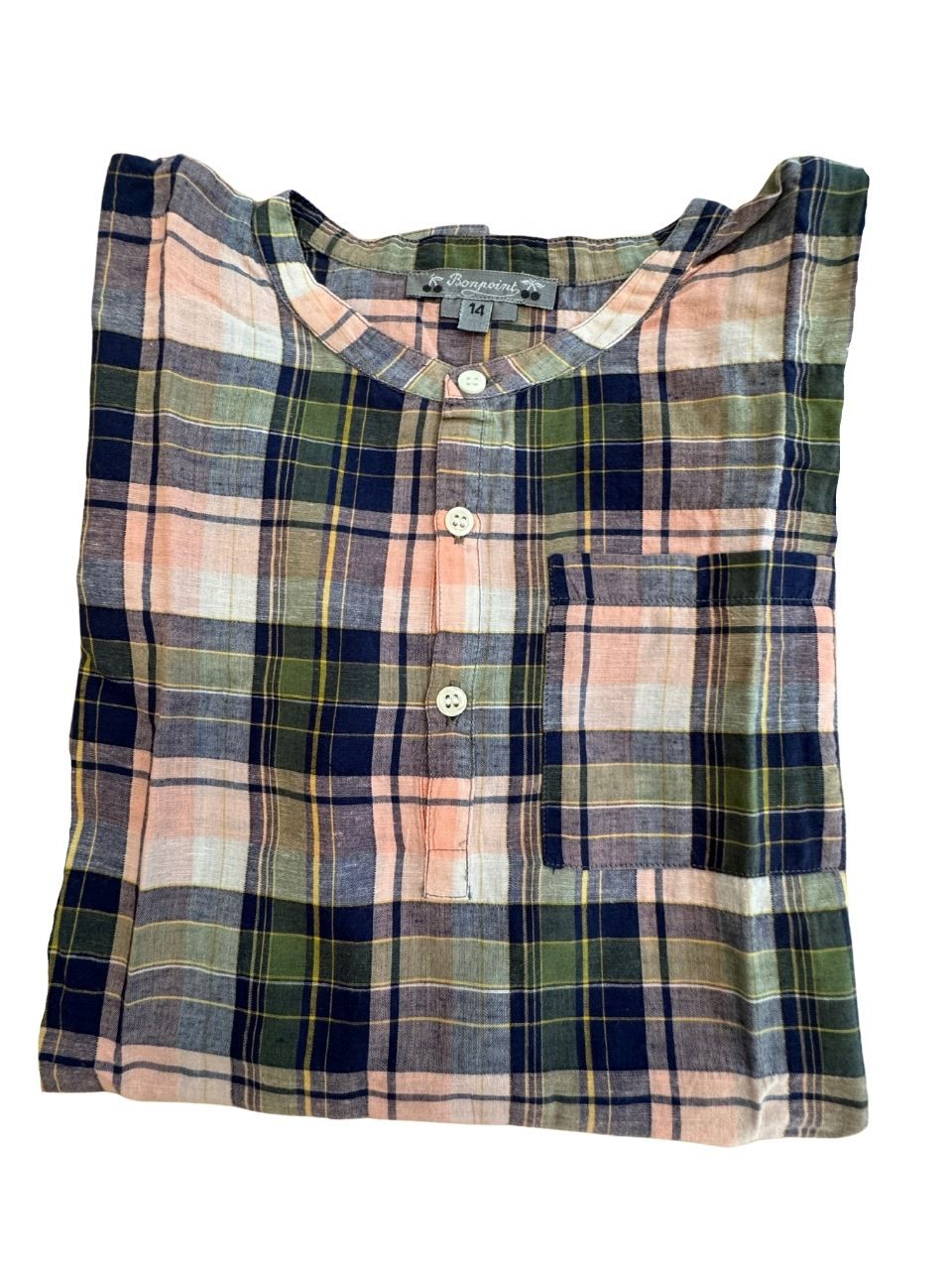 Hemden Pastellfarben mit Dunkelblau und Grün im Karo-Design Gr.14 | Bonpoint