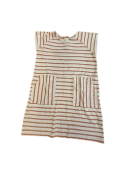 Jersey Kleid Weiß mit rosa Streifen Gr.140 | Noa Noa