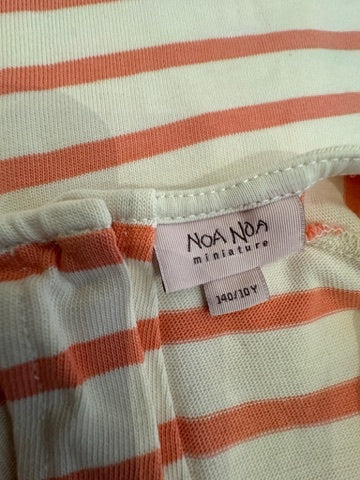 Jersey Kleid Weiß mit rosa Streifen Gr.140 | Noa Noa