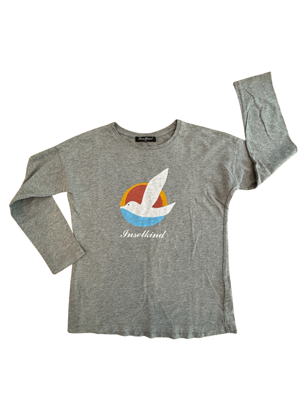 Longsleeve grau mit Möve Gr.128 | Inselkind