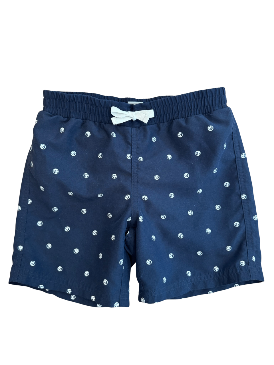 Badeshorts Marineblau mit weißem Logo-Print Gr.110 | Petit Bateau