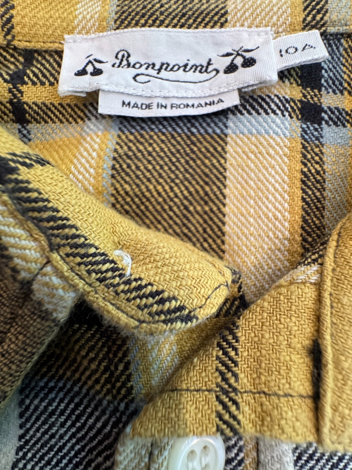 Flanell-Hemd Gelb-Schwarz kariert Gr.10 | Bonpoint