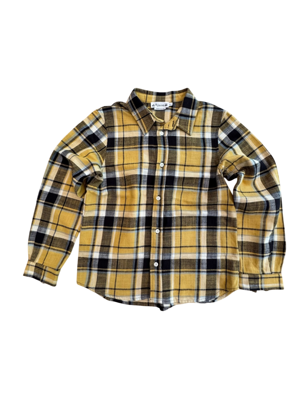 Flanell-Hemd Gelb-Schwarz kariert Gr.10 | Bonpoint